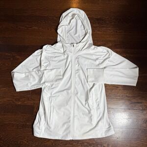 Athleta Women's Hoodie Medium White Full Zip Hooded Lightweight Long Sleeve